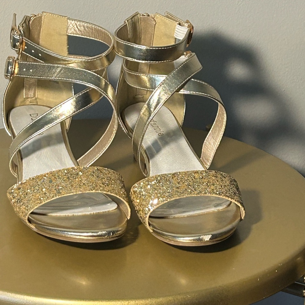 Dufannie Gold Dress Shoes for Girls Big Kid Size 6